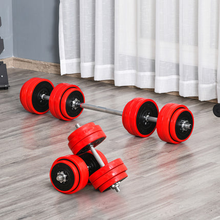 66lbs Adjustable Dumbbell & Barbell Set – 2-in-1 Convertible Weight Set for Home Gym – Strength Training Equipment for Men & Women