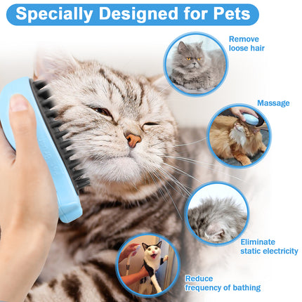 3-in-1 Steamy Cat Brush – Electric Steam Pet Grooming Brush for Shedding – Gentle Silicone Massage Comb for Cats & Dogs