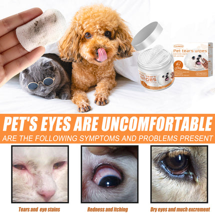 Yegbong Pet Eye Wipes – Tear Stain Remover for Dogs & Cats – Gentle Eye Dirt Cleaning Cotton Pads – Soothing & Safe Grooming Wipes for Sensitive Eyes