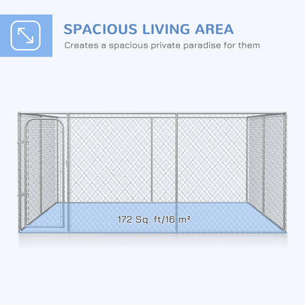 Heavy Duty Outdoor Dog Kennel – Large Metal Pet Playpen with Waterproof Roof Cover – Secure Outside Dog Exercise Pen