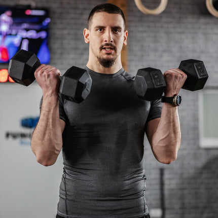 15lb Hex Dumbbell Set (Pair of 2) – Rubber Encased Anti-Roll Weights – Ergonomic Steel Handles for Strength Training