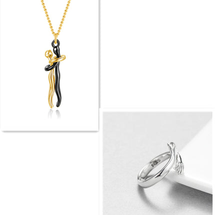 Romantic "Love Hug" Pendant Necklace – Symbolic Couple Jewelry for Lovers – Meaningful Anniversary & Valentine’s Day Gift for Him & Her