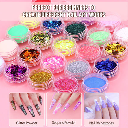 All-in-One Acrylic Nail Kit with UV Light & Electric Nail Drill – 4 Colors Gel Polish Starter Set – Professional Nail Extension Kit for Beginners & DIY Salon