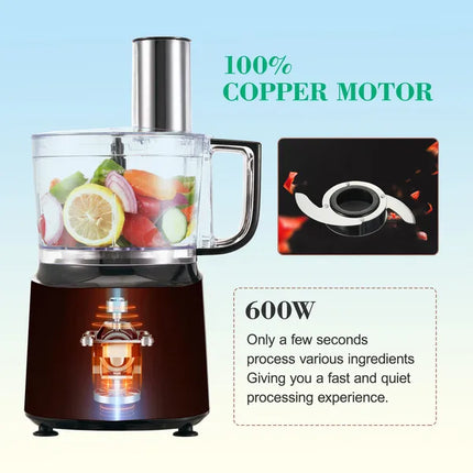 600W Multifunctional Food Processor – 10-Cup Large Capacity Chef Machine – Professional Slicer, Shredder & Mixer