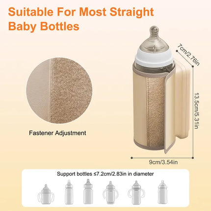 Portable Baby Bottle Warmer with Night Light – 6 Precise Temperature Levels – USB Rechargeable Milk & Formula Heater for Home and Travel