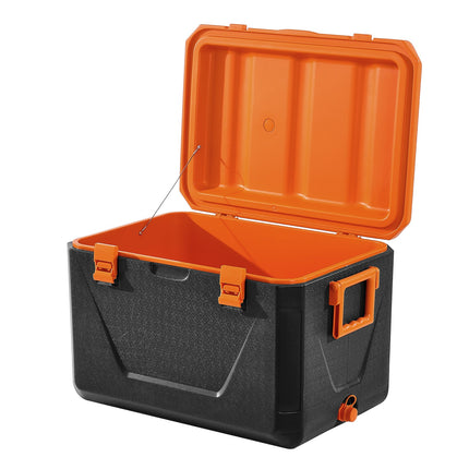 63 QT Insulated Hard Cooler – 90-Can Large Capacity Ice Chest – Heavy-Duty Outdoor Cooler with Integrated Cup Holders – Blue/White
