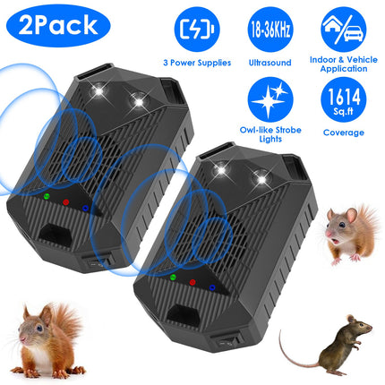 Ultrasonic Under-Hood Rodent Repeller 2-Pack – Triple-Powered Vehicle Defense & Pest Deterrent for Cars, Garages & Attics