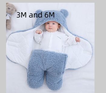 Anti-Shock Baby Swaddle Blanket – Thickened Winter Sleeping Bag – Soft Fleece Newborn Wrap for Better Sleep & Security