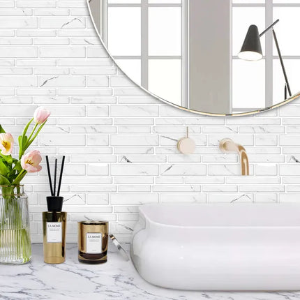 3D Marble Peel and Stick Wall Tiles – 10-Piece Self-Adhesive Waterproof Backsplash Stickers for Kitchen & Bathroom Decor