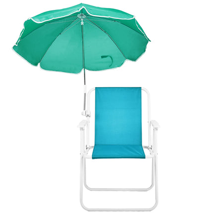 Lightweight Folding Beach Chair with Removable Sun Umbrella – 265lbs Capacity – Portable Camping Chair for Picnic, Concerts & Outdoor Activities