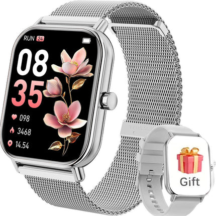Luxury Round Screen Smartwatch – Bluetooth Call & Message Alerts – Premium Metal Band Fitness Tracker with Heart Rate & Sleep Monitor