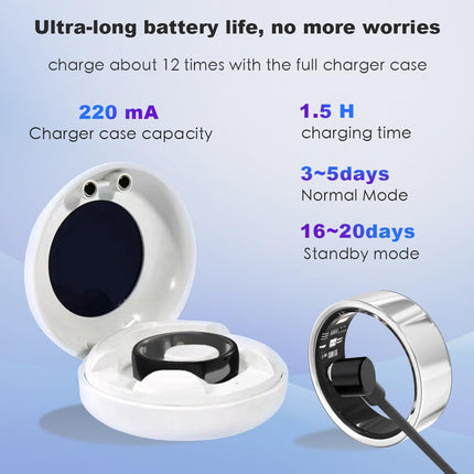 Smart Health Ring – 24/7 Fitness Tracker with Heart Rate, SpO2 & Sleep Monitor – IP68 Waterproof – No Subscription Fee – iOS & Android Compatible
