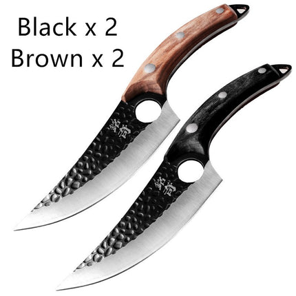 Hand-Forged Boning Knife – High Carbon Steel Butcher Knife for Meat Cleaving – Full Tang Kitchen & Outdoor Camping Knife