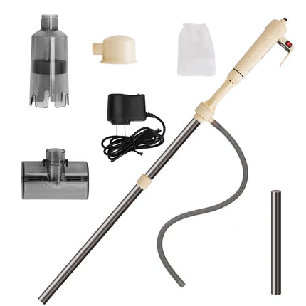 6-in-1 Electric Aquarium Gravel Cleaner – Automatic Fish Tank Vacuum & Siphon – Length Adjustable Sand Washer with Water Changer & Algae Scraper
