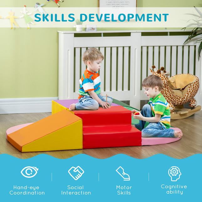 6-Piece Foam Climbing Blocks for Toddlers – Soft Play Set for Climbing, Crawling and Sliding – Indoor Sensory Activity Center for Kids Ages 1-3