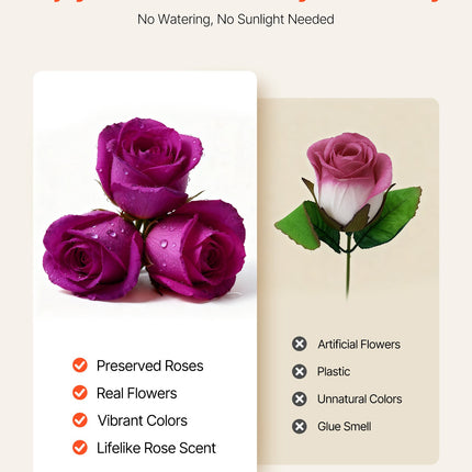 Forever Flowers Heart Box – 27 Real Preserved Purple Roses – Eternal Immortal Bouquet – Luxury Anniversary & Valentine’s Day Gift for Wife or Girlfriend