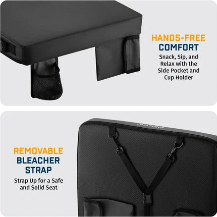 Portable Extra Thick Stadium Seat Cushion – 21-Inch Wide Bleacher Pad with Side Pocket for Sports Games & Outdoor Events