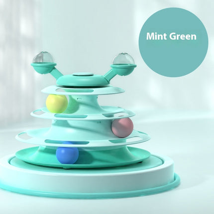 4-Level Cat Toy Tower – Interactive Track Roller with Spinning Balls – Mental Stimulating Puzzle for Indoor Cats & Kittens