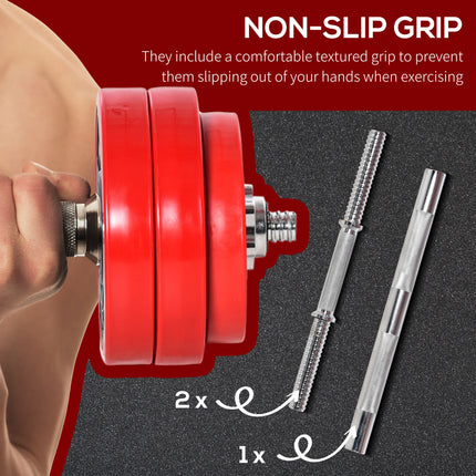 66lbs Adjustable Dumbbell & Barbell Set – 2-in-1 Convertible Weight Set for Home Gym – Strength Training Equipment for Men & Women