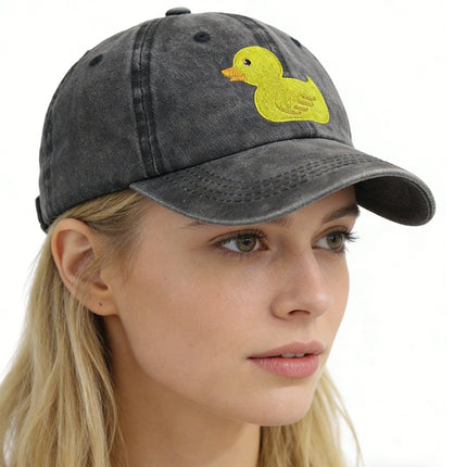Embroidered Duck Baseball Cap – Adjustable Cotton Dad Hat for Outdoor Adventures & Funny Gift for Animal Lovers