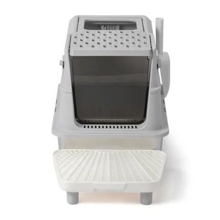Stainless Steel Enclosed Cat Litter Box – Extra Large Metal Kitty Litter Pan with Lid & Scoop – Odor-Free & Leak-Proof Design for Large Cats