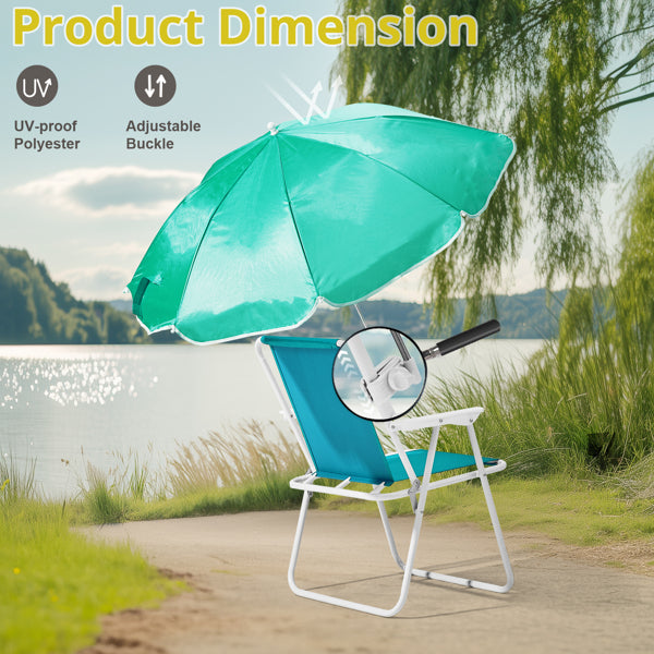 Lightweight Folding Beach Chair with Removable Sun Umbrella – 265lbs Capacity – Portable Camping Chair for Picnic, Concerts & Outdoor Activities