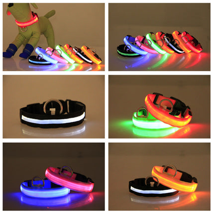 Ultra-Bright LED Glowing Dog Collar – USB Rechargeable Optical Fiber Pet Safety Collar – High-Visibility Night Walking Gear