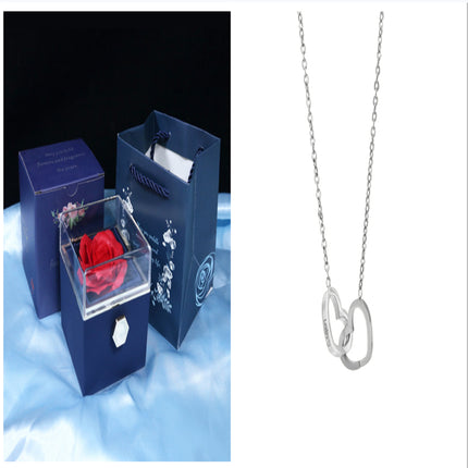 Creative Rotating Rose Jewelry Box – Eternal Soap Flower Gift Box for Necklace & Rings – Enchanted Spinning Rose Surprise for Valentine’s Day