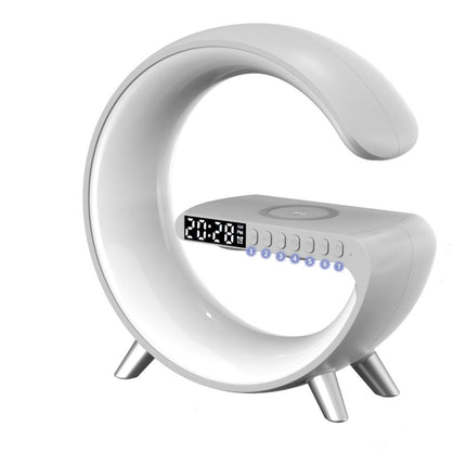 5-in-1 Smart G-Shaped LED Lamp – Bluetooth Speaker & 15W Fast Wireless Charger – RGB Atmosphere Night Light with APP Control
