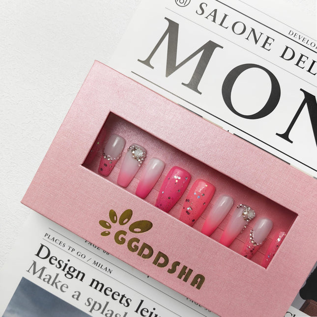 Blush Elegance™ Handmade Press-On Nails – Natural Nude Gradient Acrylic Nail Kit