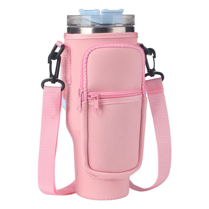 Neoprene Water Bottle Sleeve with Adjustable Shoulder Strap – Insulated Protective Cover for Vacuum Flasks & Tumblers – Portable Bottle Holder for Hiking & Sports