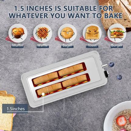 4-Slice Extra Wide Long Slot Toaster – Stainless Steel Bread Toaster with 6 Browning Settings – Bagel, Defrost & Reheat Functions