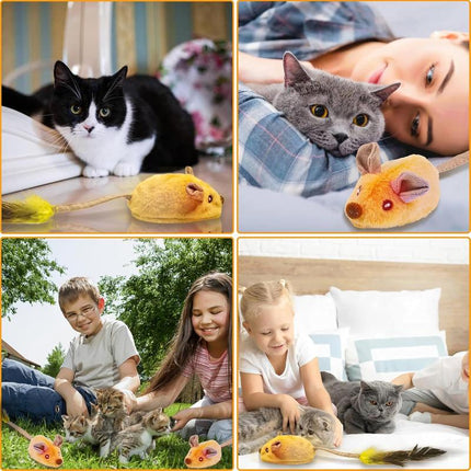 Interactive Robotic Mouse Cat Toy – Automatic Moving Mouse with LED Lights & Chirping Sounds – USB Rechargeable Toy with Feather Tail for All Breeds