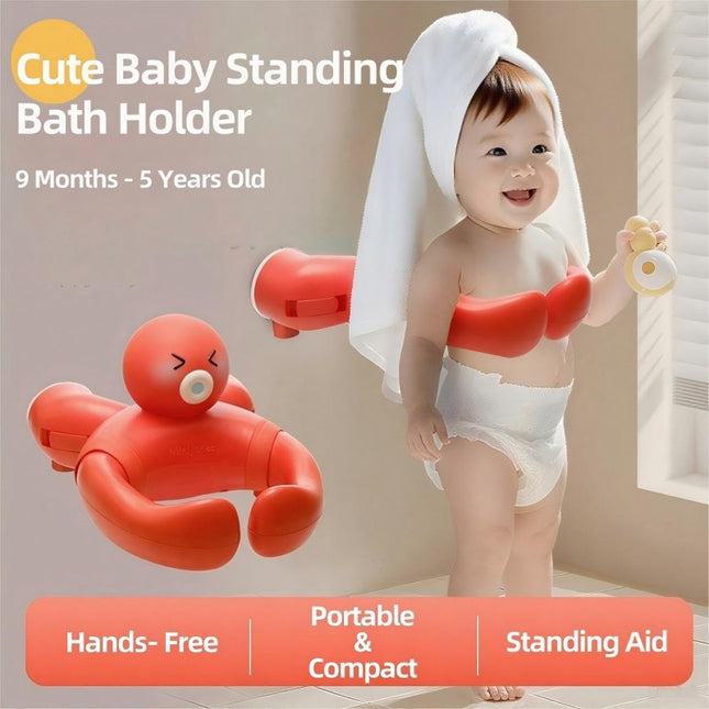 MiniJones Baby Bath Shower Stand – Strong Suction Cup Wall Mount – Adjustable Width Hands-Free Shower Head Holder – Portable & Secure Baby Bathing Accessory