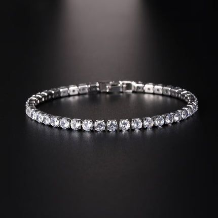 Luxury Sparkling Zircon Bracelet – Unisex Tennis Style Wristband – Detachable Extender Chain for Perfect Fit – Elegant Gift for Daily Wear & Holidays
