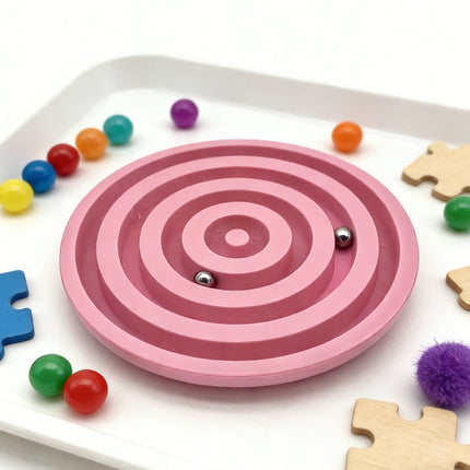 Balanced Labyrinth Marble Game – Hand-Eye Coordination & Concentration Toy – Interactive Maze Puzzle for Kids & Adults – Portable Travel Game (Pink)