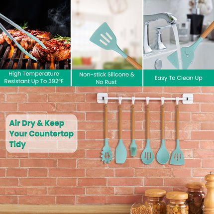 35-Piece Professional Kitchen Utensils Set – Heat-Resistant Silicone Cooking Tools with Holder