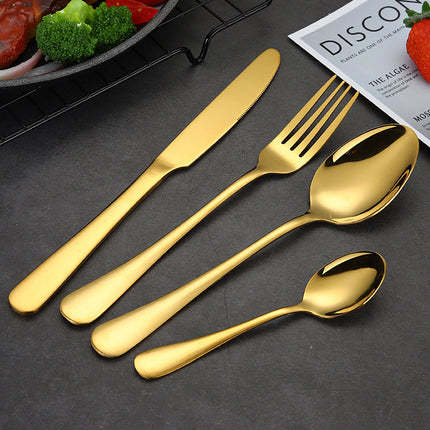 Luxury 24-Piece Stainless Steel Flatware Set – Elegant Cutlery Service for 6 – Mirror Polished Knife, Fork & Spoon Set with Gift Box