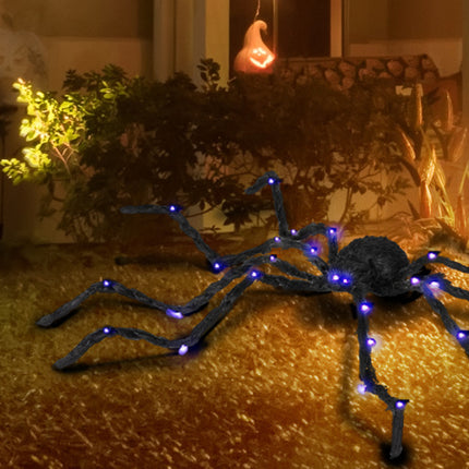Giant Light-Up Halloween Spider Prop – Oversized Bendable Purple LED Legs for Spooky Yard & Haunted House Decor