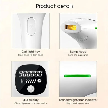 LuxePulse™ IPL Laser Hair Removal Device – 900,000 Flashes, 5 Levels, Permanent Painless Epilator
