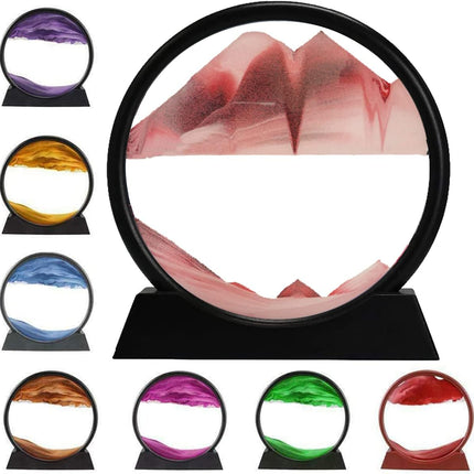 3D Moving Sand Art Picture – Dynamic Liquid Motion Sandscape – Round Glass Deep Sea Sand Display for Stress Relief & Home Decor