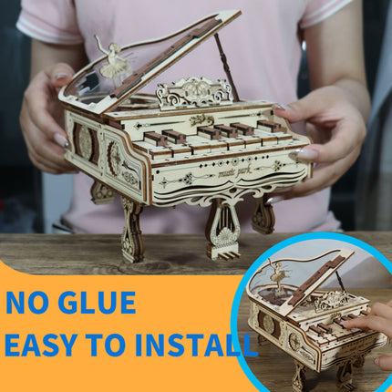 3D Wooden Piano Puzzle Music Box – Handmade Mechanical Assembly Model Kit for Creative Adults, Teens & DIY Enthusiasts