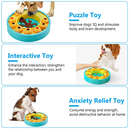 Interactive Dog Puzzle Feeder – Level 2 IQ Training Toy for Mental Enrichment – Slow Feeding Bowl to Stop Boredom for Dogs & Cats