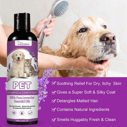 Yegebang Professional Pet Shampoo & Shower Gel – Itch Relief & Soothing Formula – Softening & Detangling Coat Care for Dogs & Cats