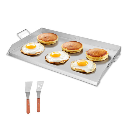 36x22" Jumbo Stainless Steel Flat Top Griddle – Universal BBQ Grill Pan for Large Events – Built-in Grease Well