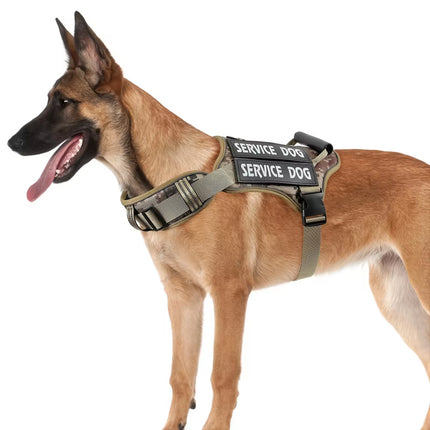 Tactical Service Dog Harness with Control Handle – No-Pull Adjustable Reflective Pet Vest – Heavy Duty Training Harness for Easy Walking
