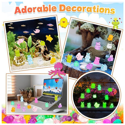 300-Piece Mini Resin Animal Blind Bags – Glow in the Dark Miniature Figures – Mystery Surprise Set for DIY Fairy Gardens & Micro Landscapes