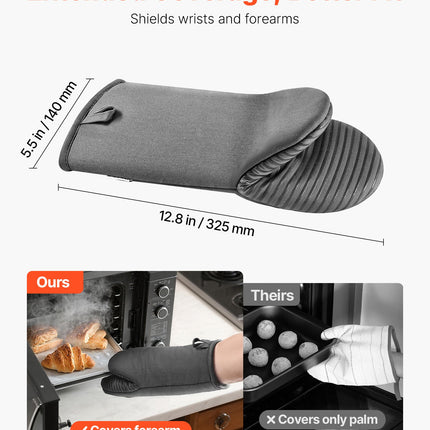 Non-Slip Silicone Oven Gloves – Thick Cotton Lining & Hanging Hooks – Premium Heat Protection for Baking & Grilling