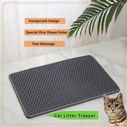 Non-Slip Cat Litter Trapping Mat – High-Density PVC Fiber Mesh Mat – Waterproof & Soft Surface Kitty Litter Catcher for Indoor Cats