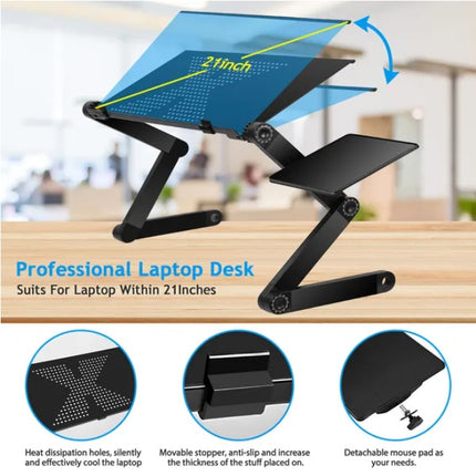 Foldable Laptop Desk for Bed & Sofa – Ergonomic Bed Tray Table with Cup Holder & Tablet Slot – Portable Laptop Stand for Working & Study